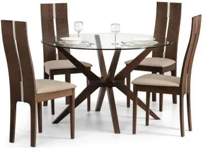 Chelsea 6-Seater Round Dining Set with Cayman Chairs - Walnut
