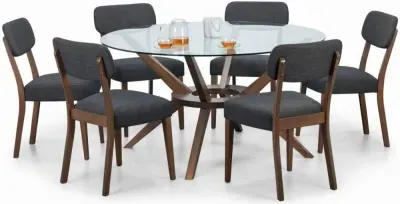 Chelsea 6-Seater Round Dining Set with Farringdon Chairs - Walnut