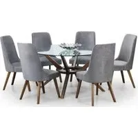 Chelsea 6-Seater Round Dining Set with Huxley Chairs - Walnut