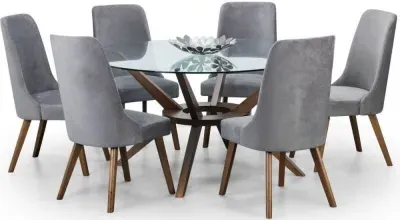 Chelsea 6-Seater Round Dining Set with Huxley Chairs - Walnut