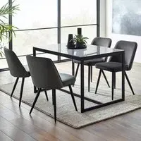 Chicago 4-Seater Dining Table - Smoked Glass