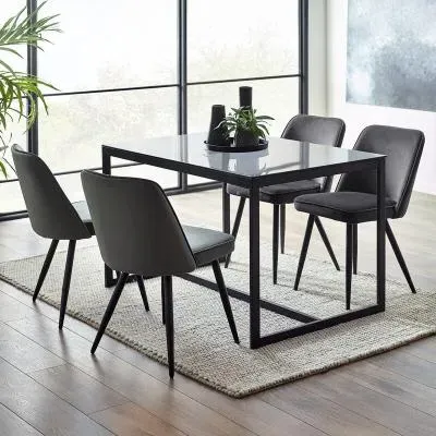 Chicago 4-Seater Dining Table - Smoked Glass