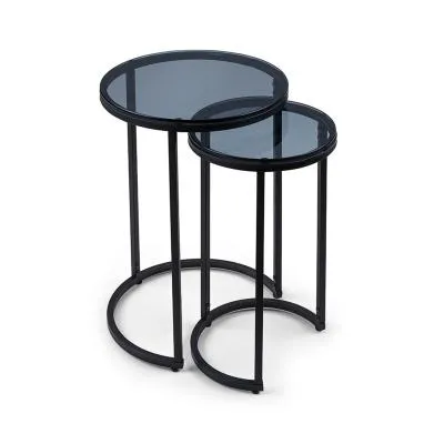 Chicago Round Nest of 2 Tables - Smoked, Glass image