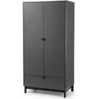 Chloe 2 Door Double Wardrobe with Drawer - Grey