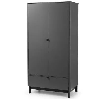 Chloe 2 Door Double Wardrobe with Drawer - Grey image
