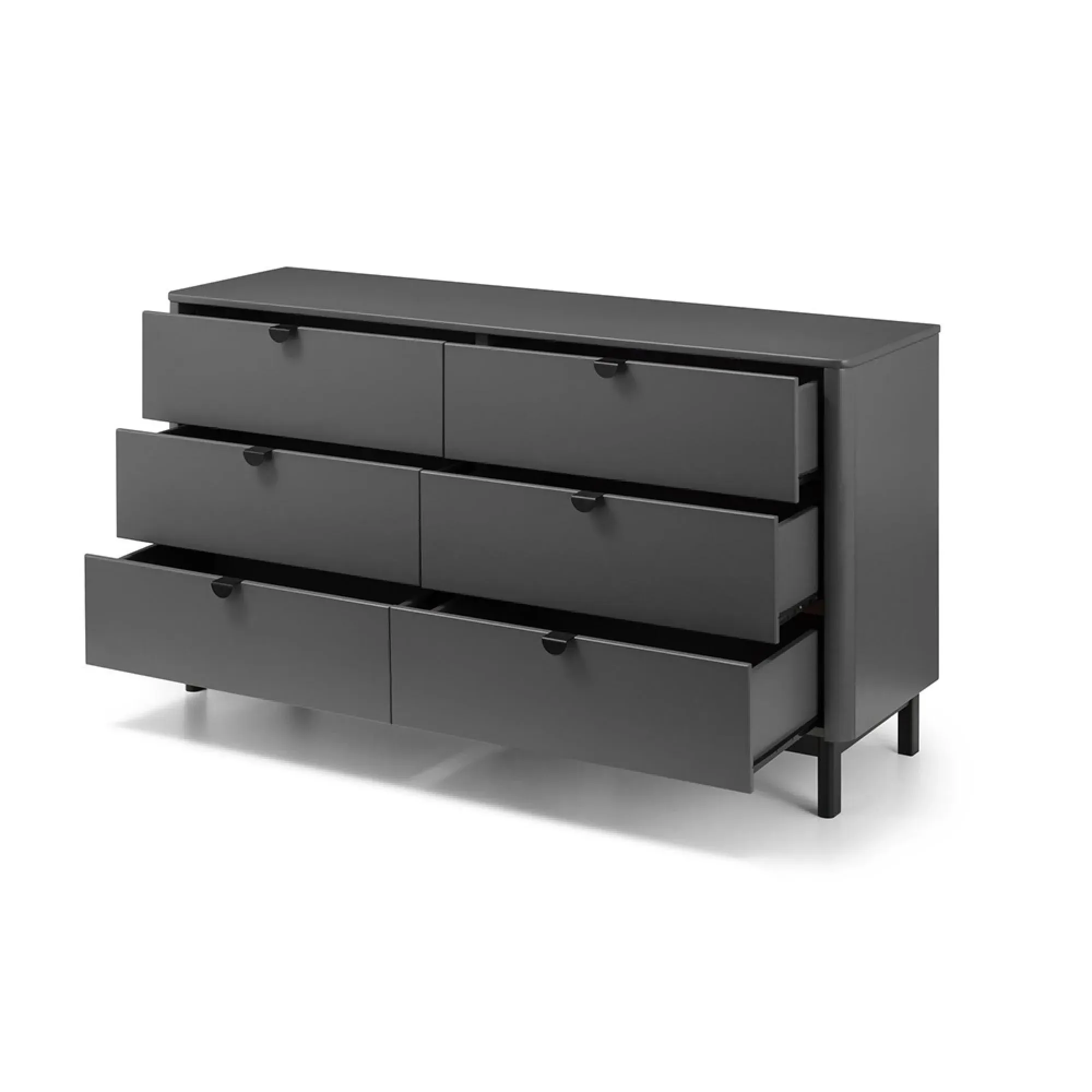 Chloe 6 Drawer Wide Chest - Grey