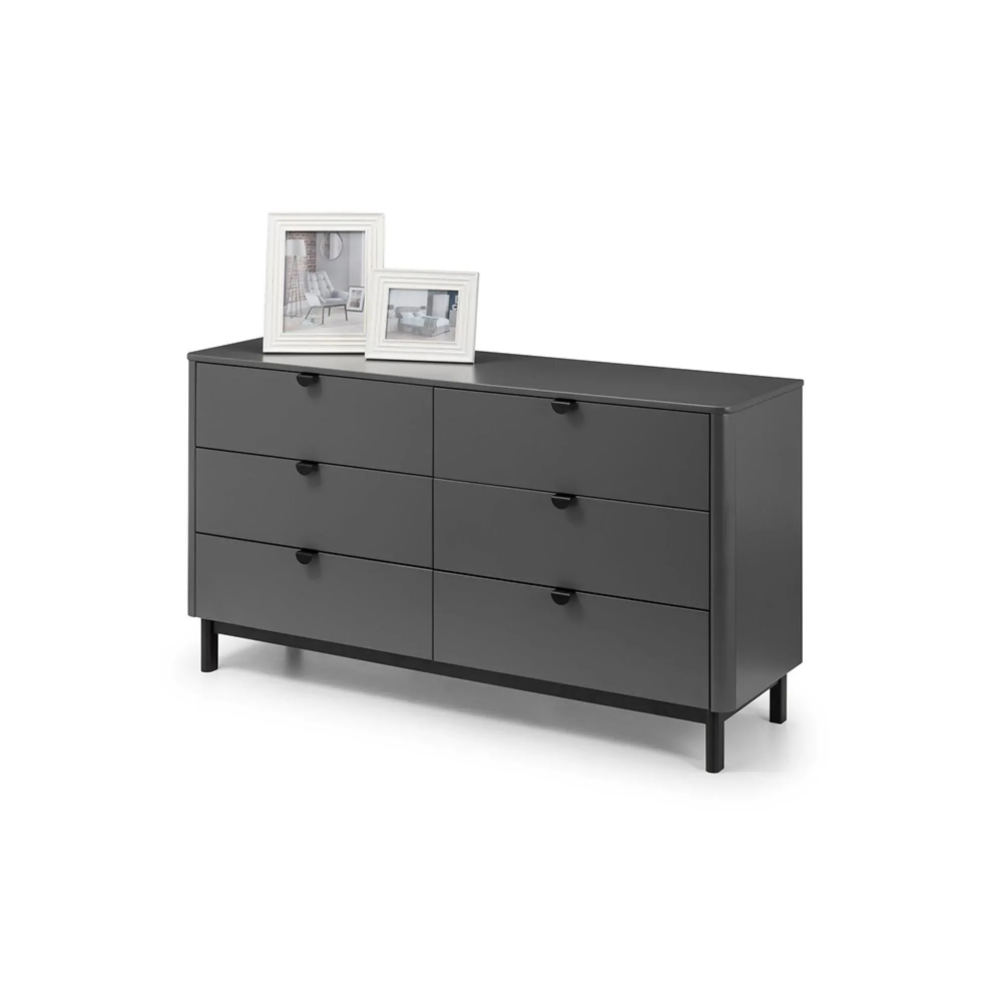 Chloe 6 Drawer Wide Chest - Grey