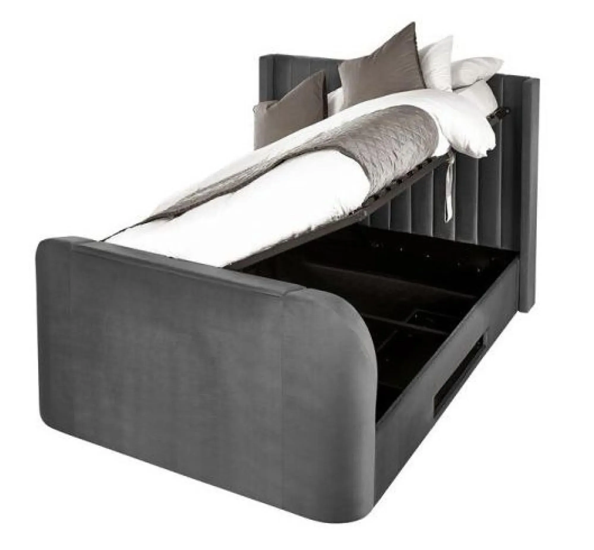 Clara Liftup Ottoman TV Bed with Storage - Dark Grey, Fabric