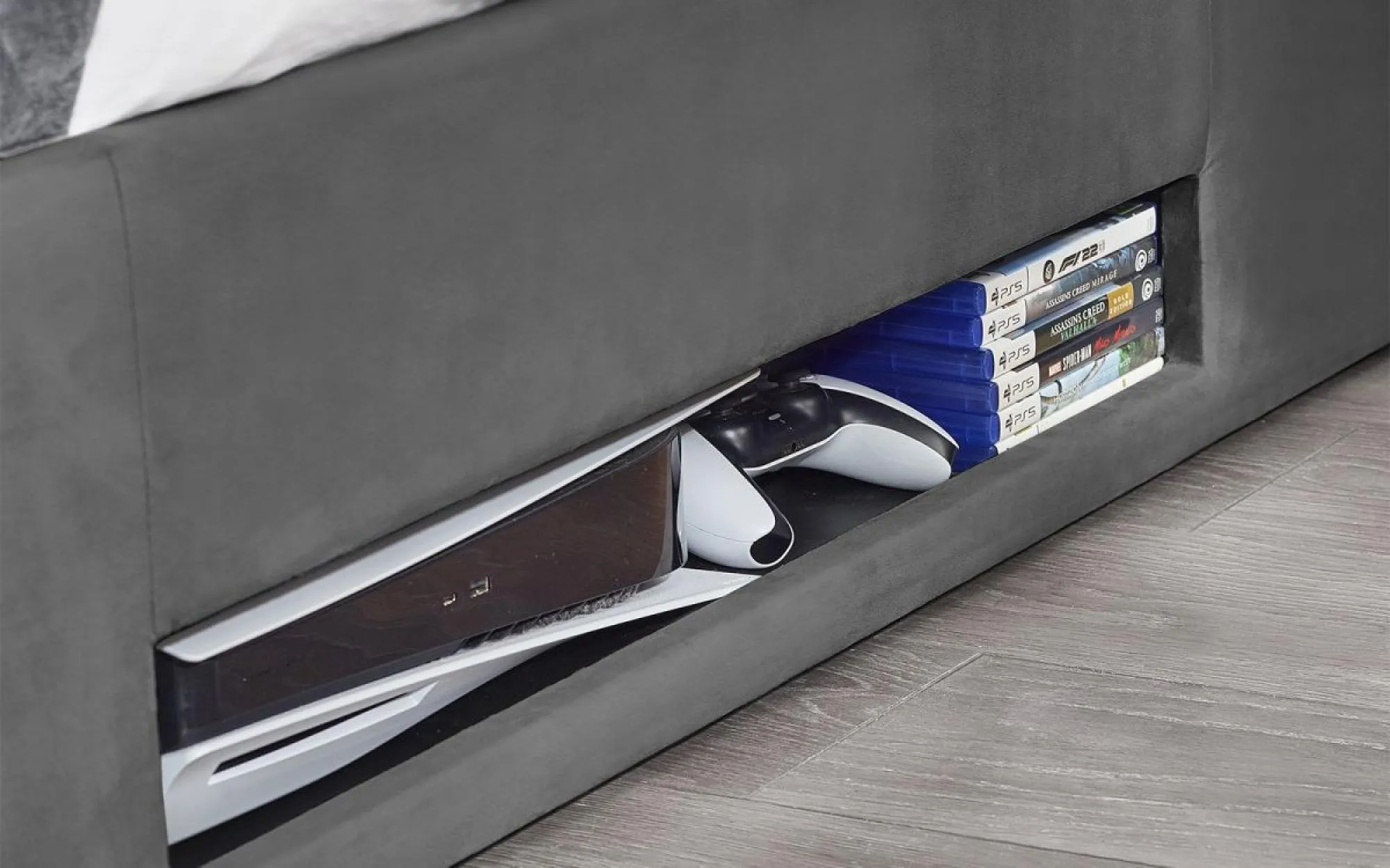 Clara Liftup Ottoman TV Bed with Storage - Dark Grey, Fabric