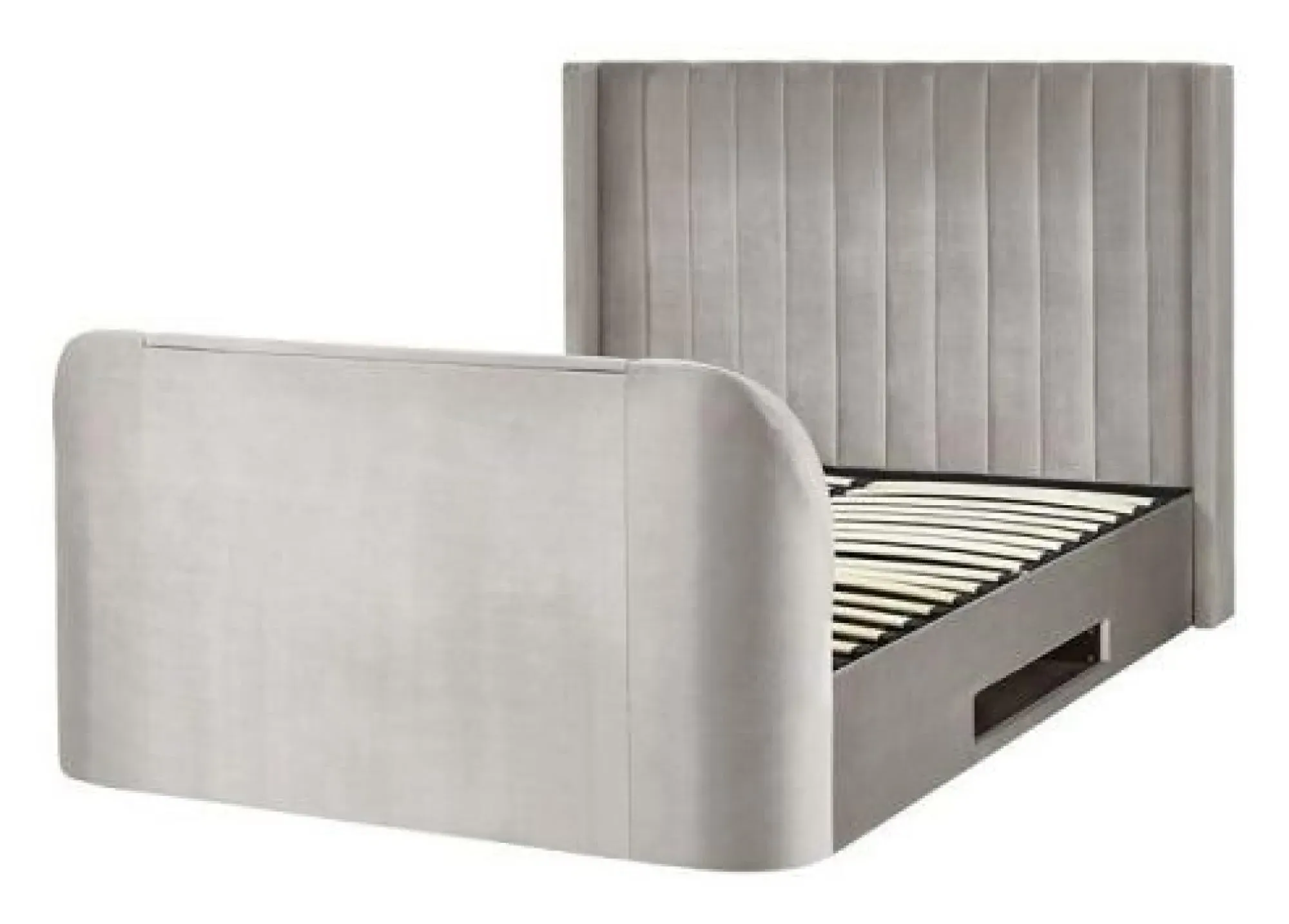Clara Liftup Ottoman TV Bed with Storage - Light Grey, Fabric