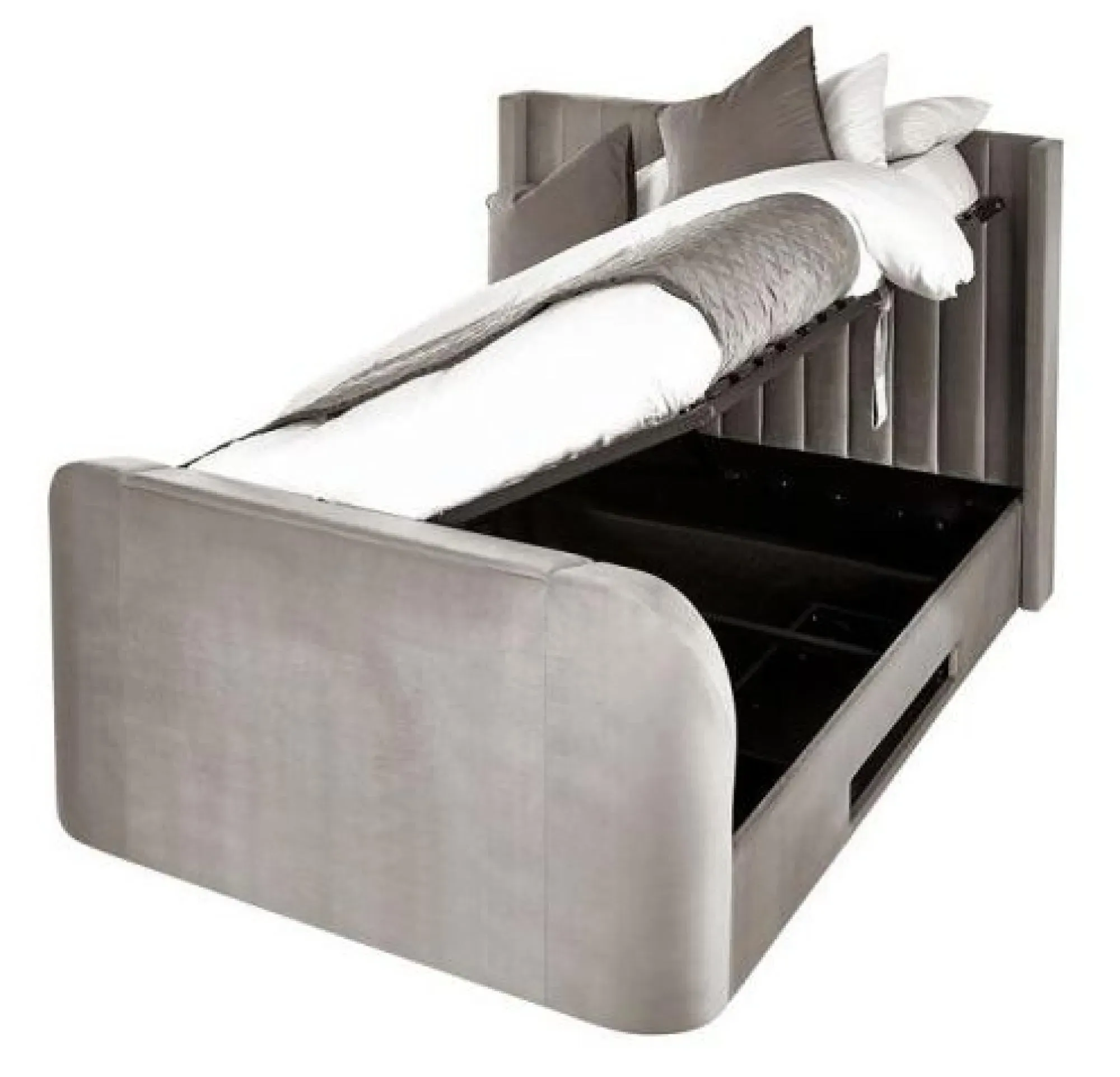 Clara Liftup Ottoman TV Bed with Storage - Light Grey, Fabric