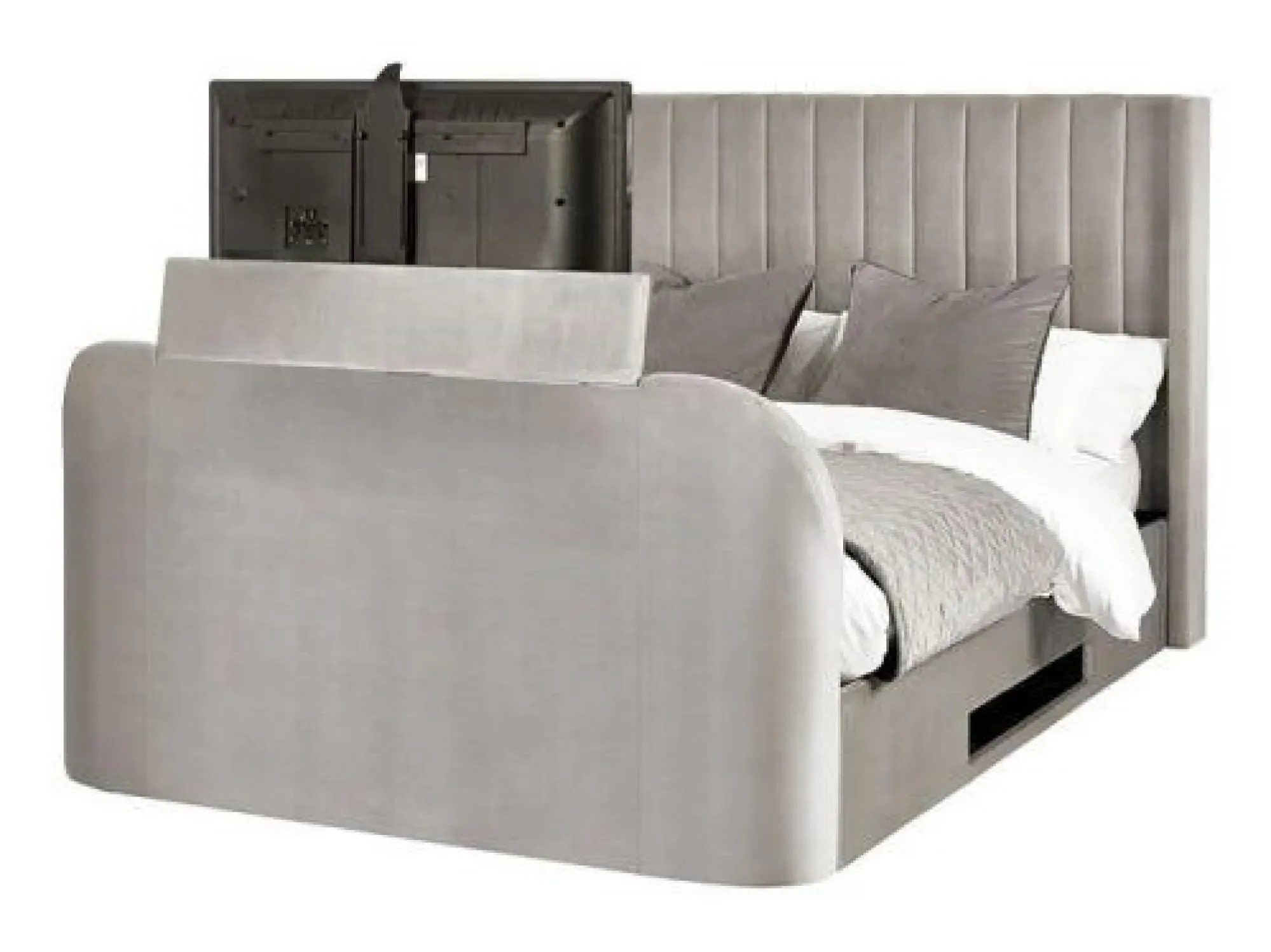 Clara Liftup Ottoman TV Bed with Storage - Light Grey, Fabric