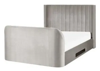 Clara Liftup Ottoman TV Bed with Storage - Light Grey, Fabric