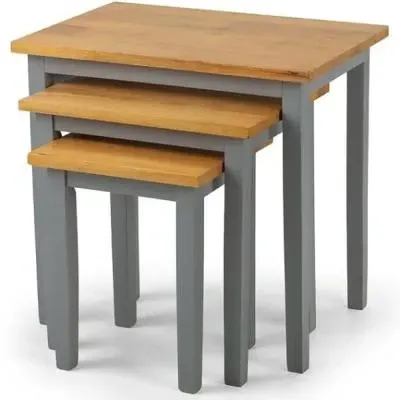 Cleo Nest of 3 Tables - Grey, Oak