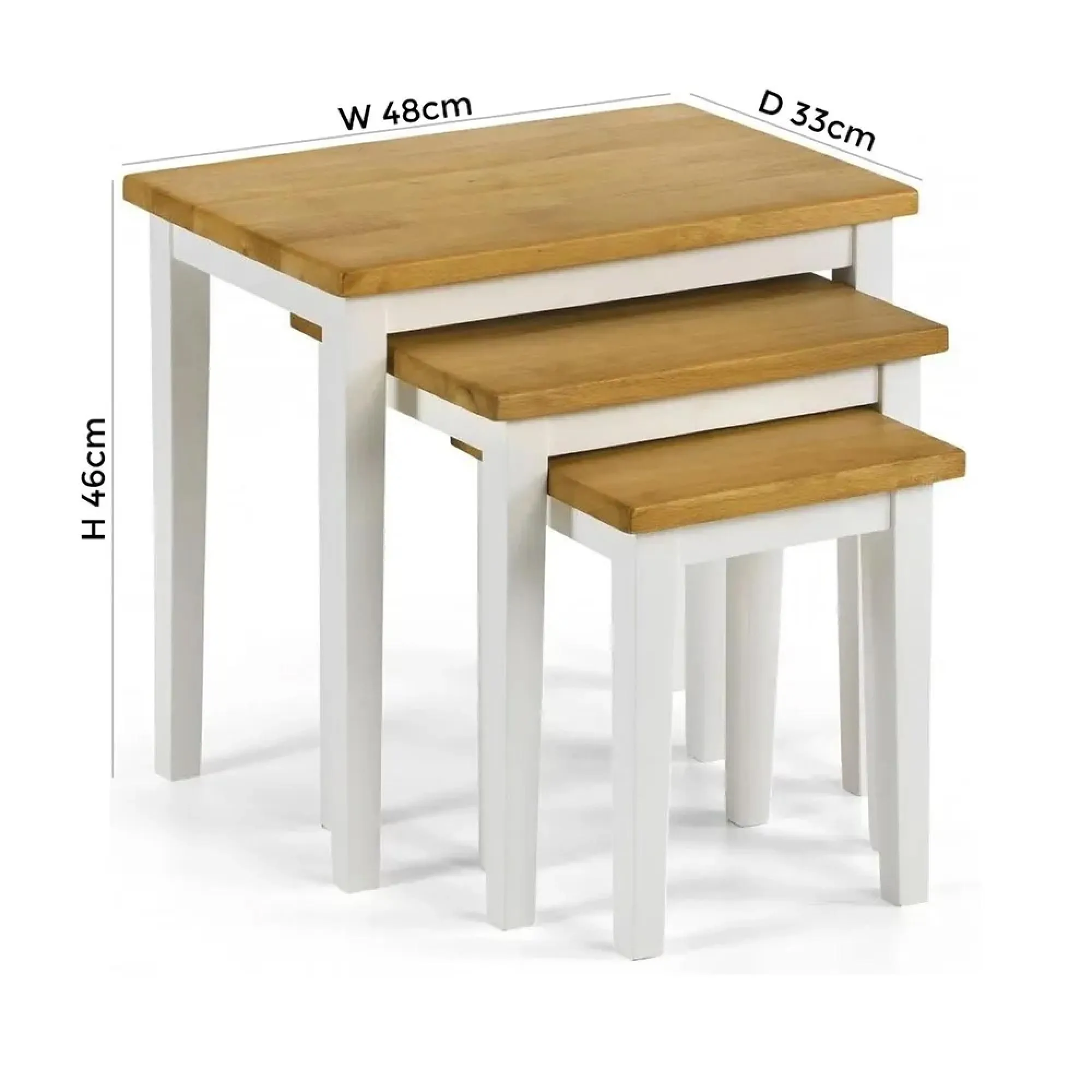 Cleo Nest of 3 Tables - White, Oak
