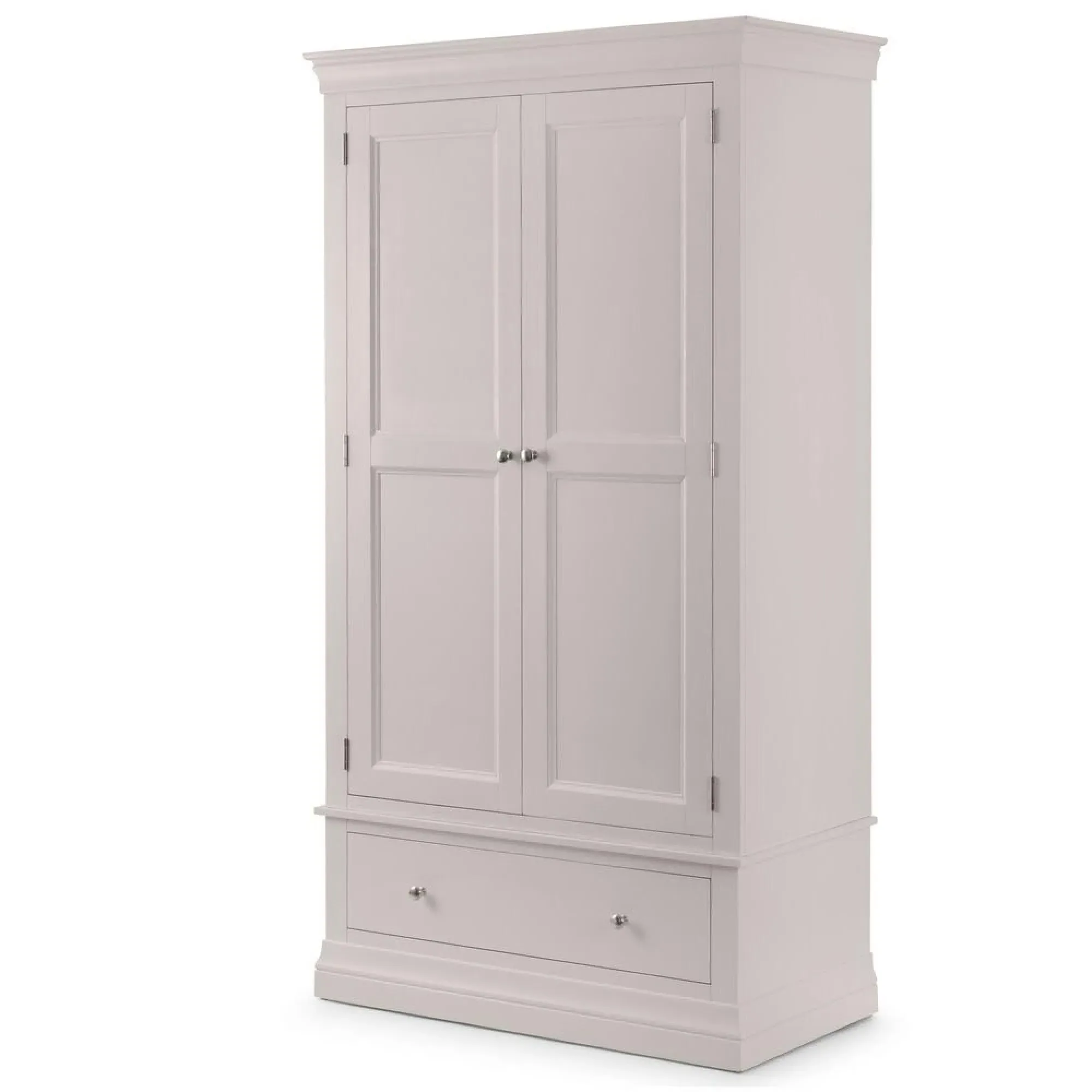 Clermont 2 Door 1 Drawer Double Wardrobe - Light Grey