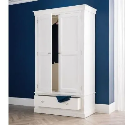 Clermont 2 Door 1 Drawer Double Wardrobe - White