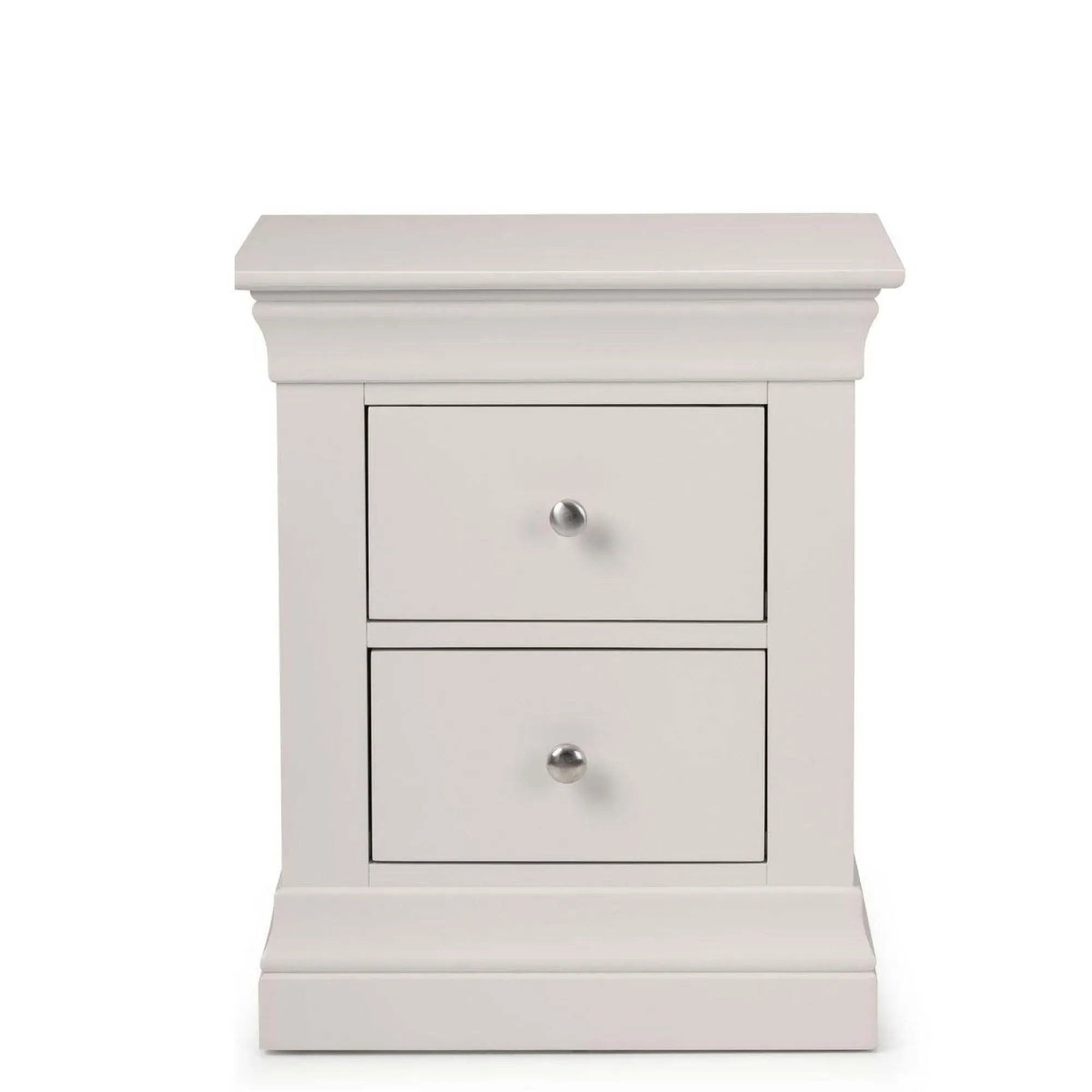 Clermont 2 Drawer Bedside Cabinet - Light Grey