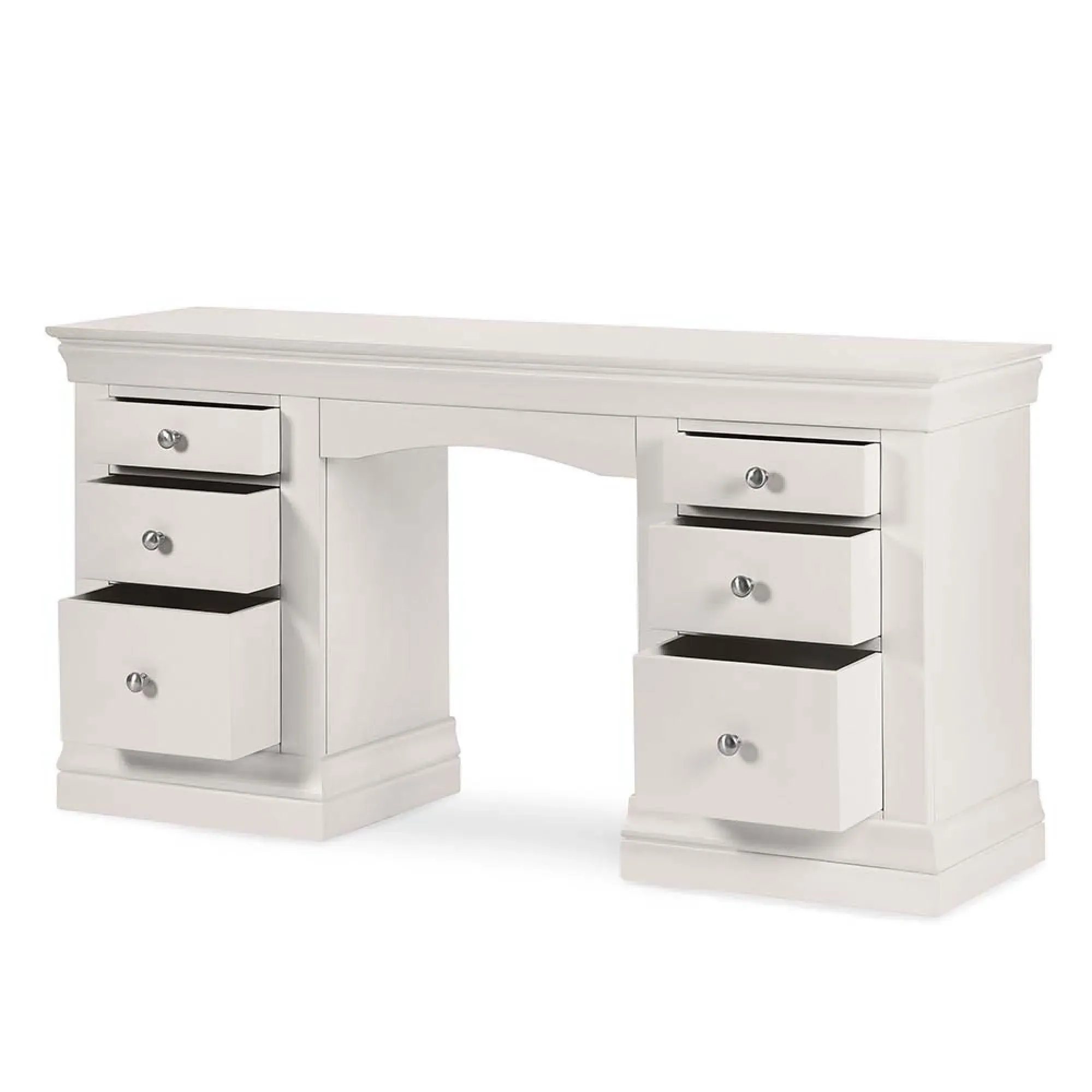 Clermont 6 Drawer Double Dressing Table - Light Grey