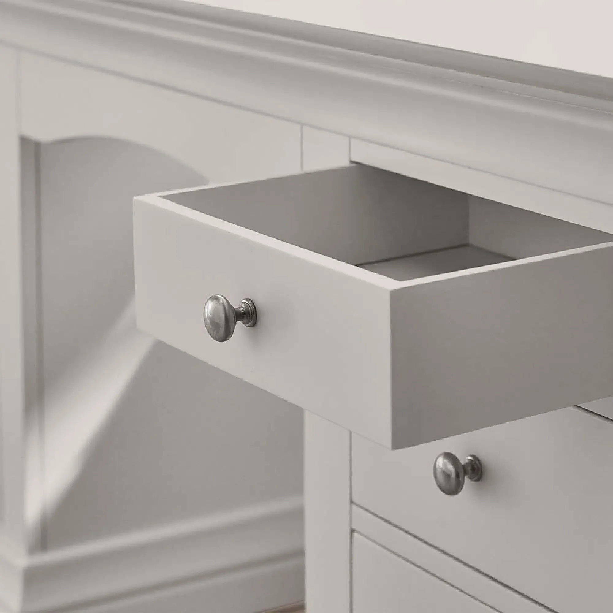 Clermont 6 Drawer Double Dressing Table - Light Grey