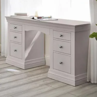 Clermont 6 Drawer Double Dressing Table - Light Grey image