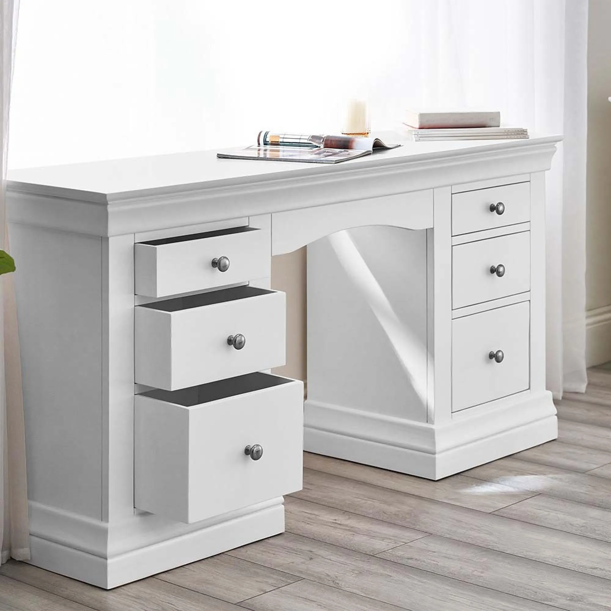 Clermont 6 Drawer Double Dressing Table - White