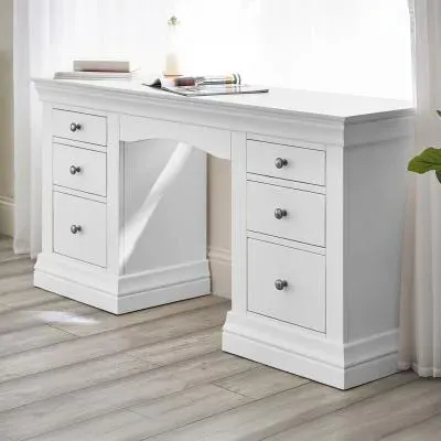 Clermont 6 Drawer Double Dressing Table - White