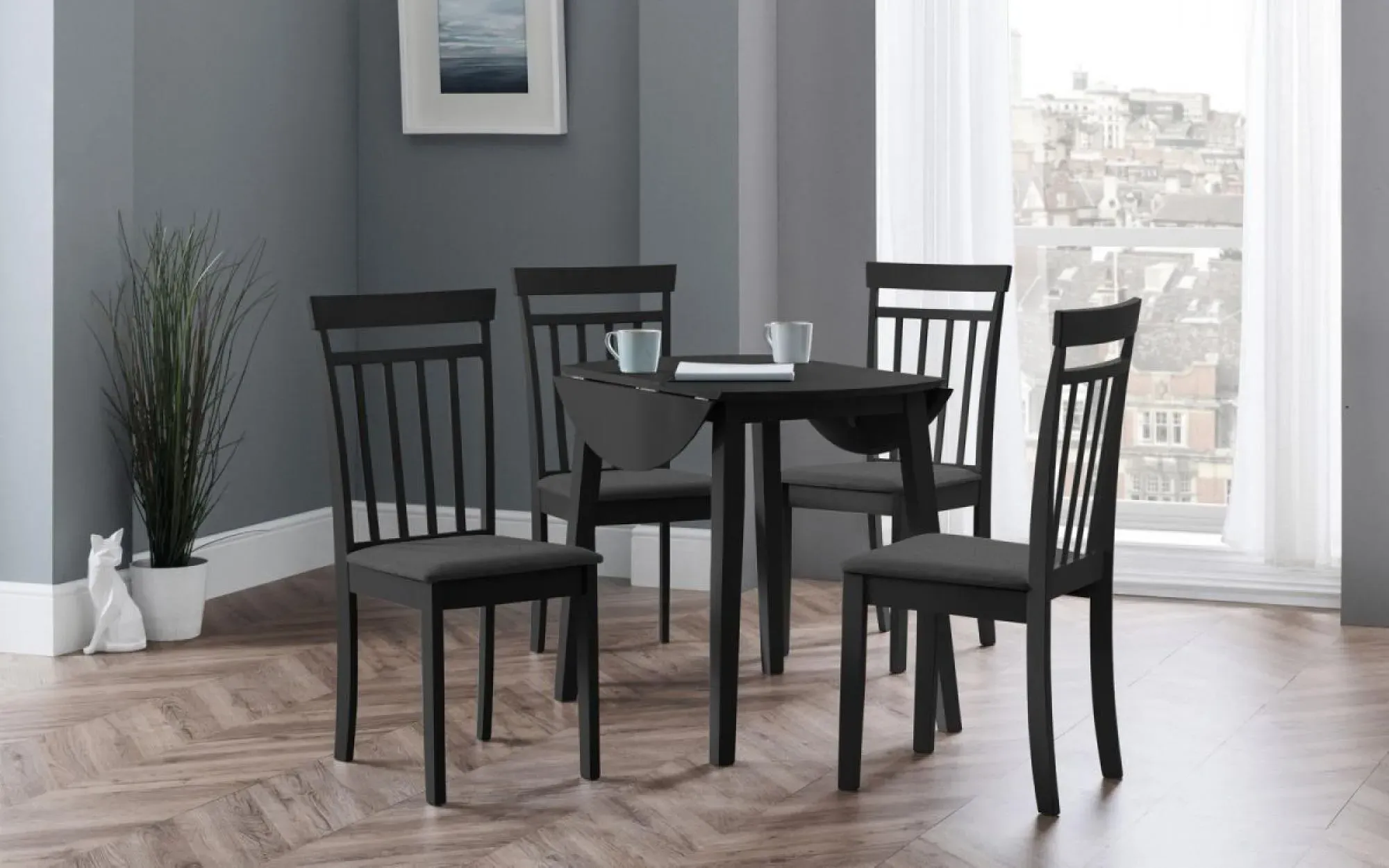 Coast 2-4 Seater Round Drop Leaf Dining Table - Black