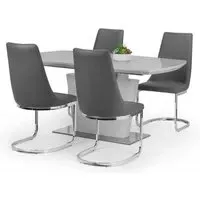 Como 2-4 Seater Extending Dining Set - Grey, High Gloss