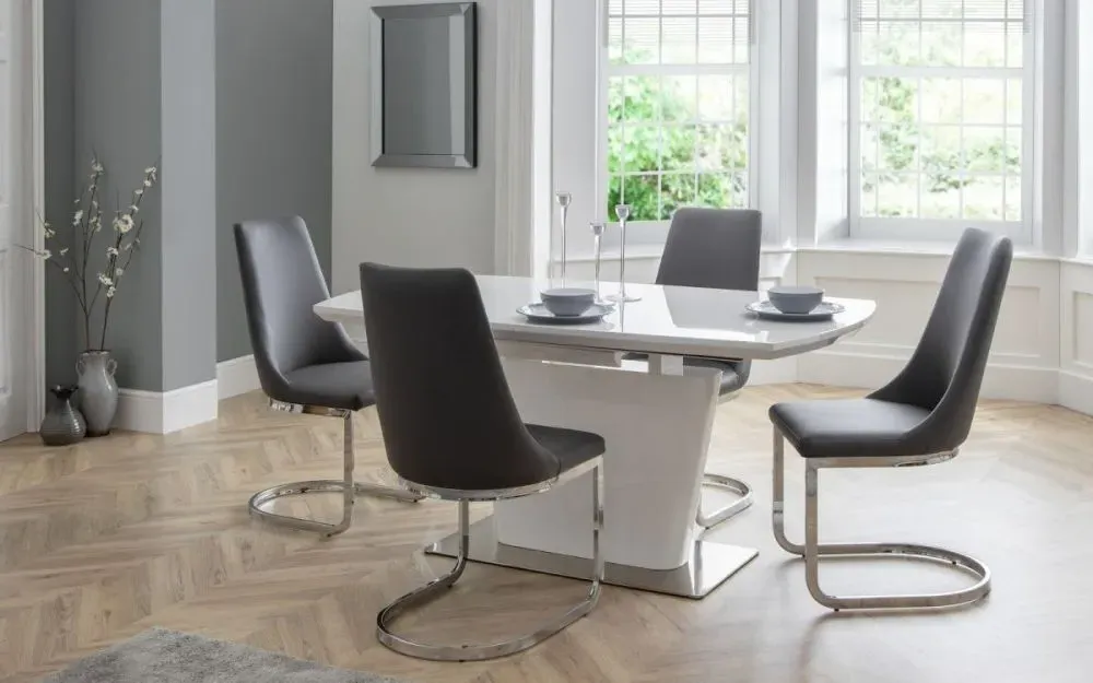 Como 6-8 Seater Extending Dining Set - White, High Gloss