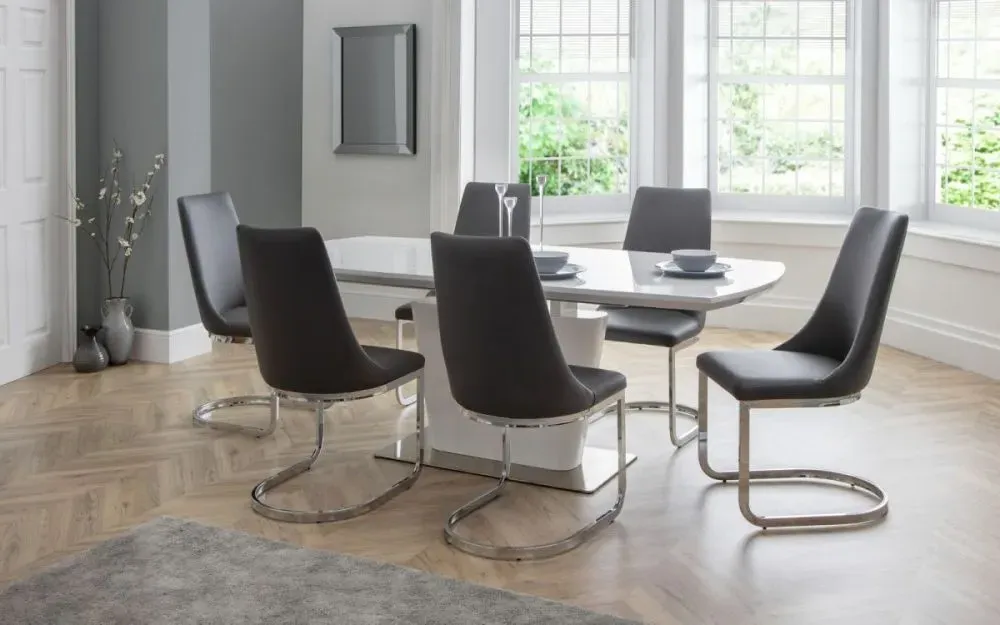 Como 6-8 Seater Extending Dining Set - White, High Gloss