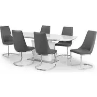 Como 6-8 Seater Extending Dining Set - White, High Gloss