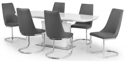 Como 6-8 Seater Extending Dining Set - White, High Gloss