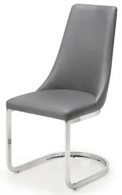 Como Cantilever Dining Chair Set of 2 - Grey, Leather