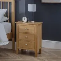 Cotswold 3 Drawer Bedside Cabinet - Oak