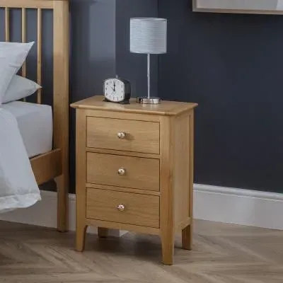 Cotswold 3 Drawer Bedside Cabinet - Oak