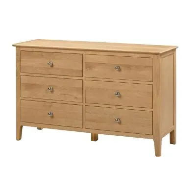 Cotswold 6 Drawer Wide Chest - Oak