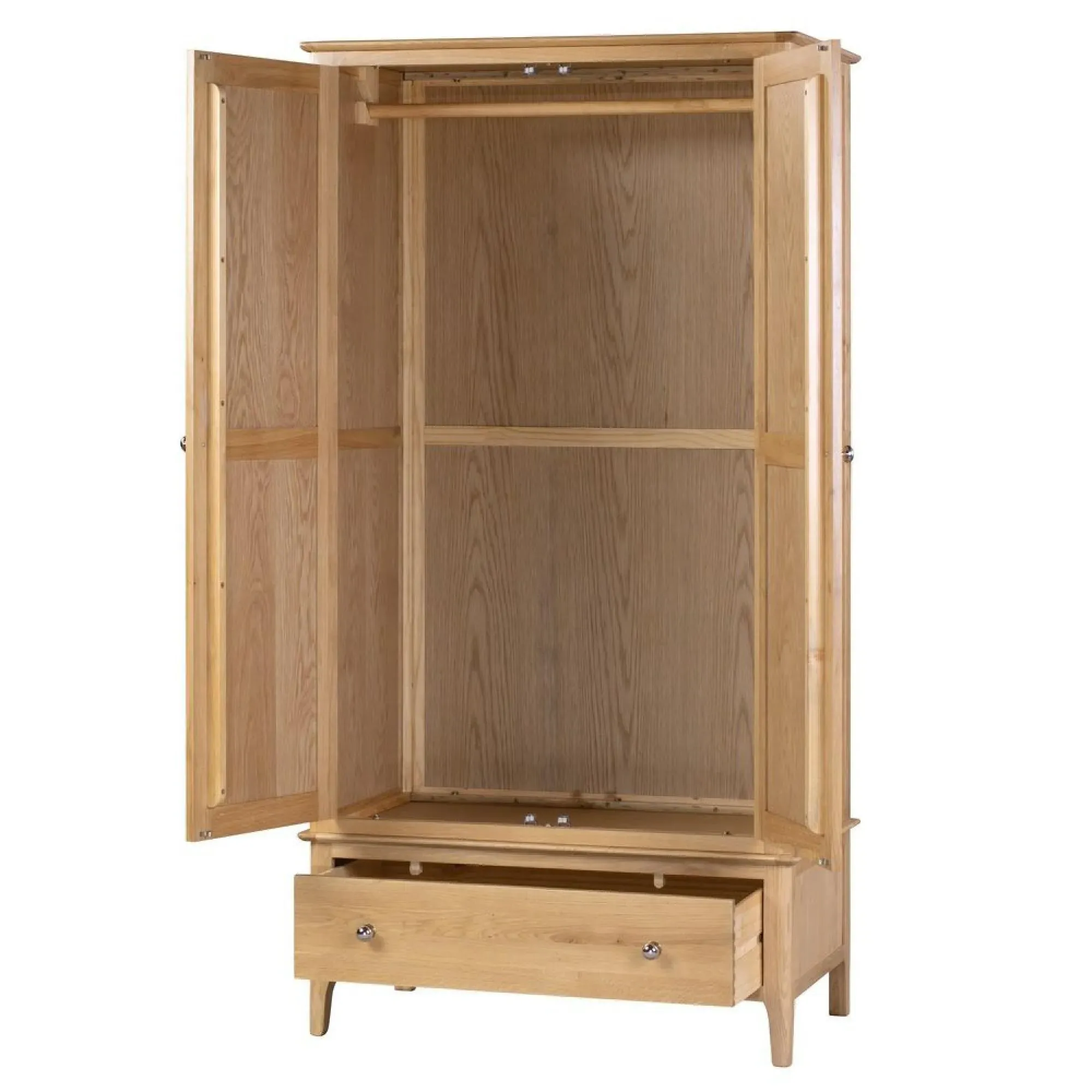Cotswold Oak 2 Door 1 Drawer Double Wardrobe - Natural