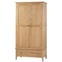 Cotswold Oak 2 Door 1 Drawer Double Wardrobe - Natural