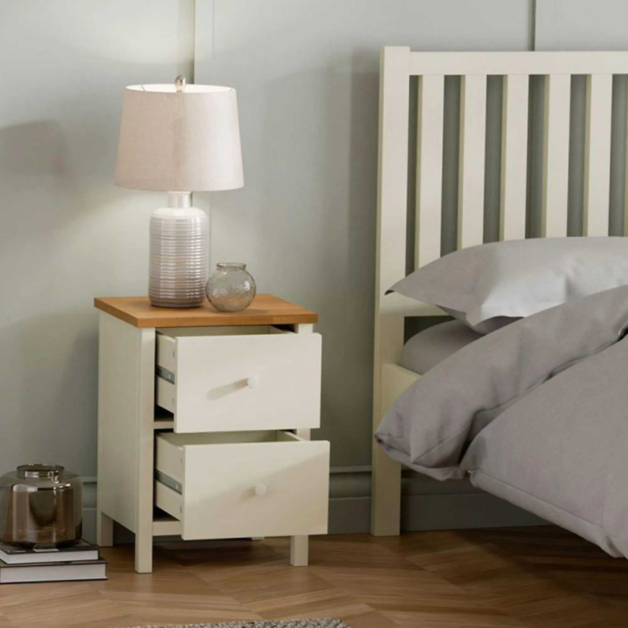 Coxmoor 2 Drawer Bedside Table - Ivory