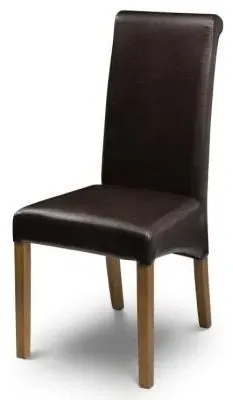 Cuba Dining Chair Set of 2 - Brown, Faux Leather