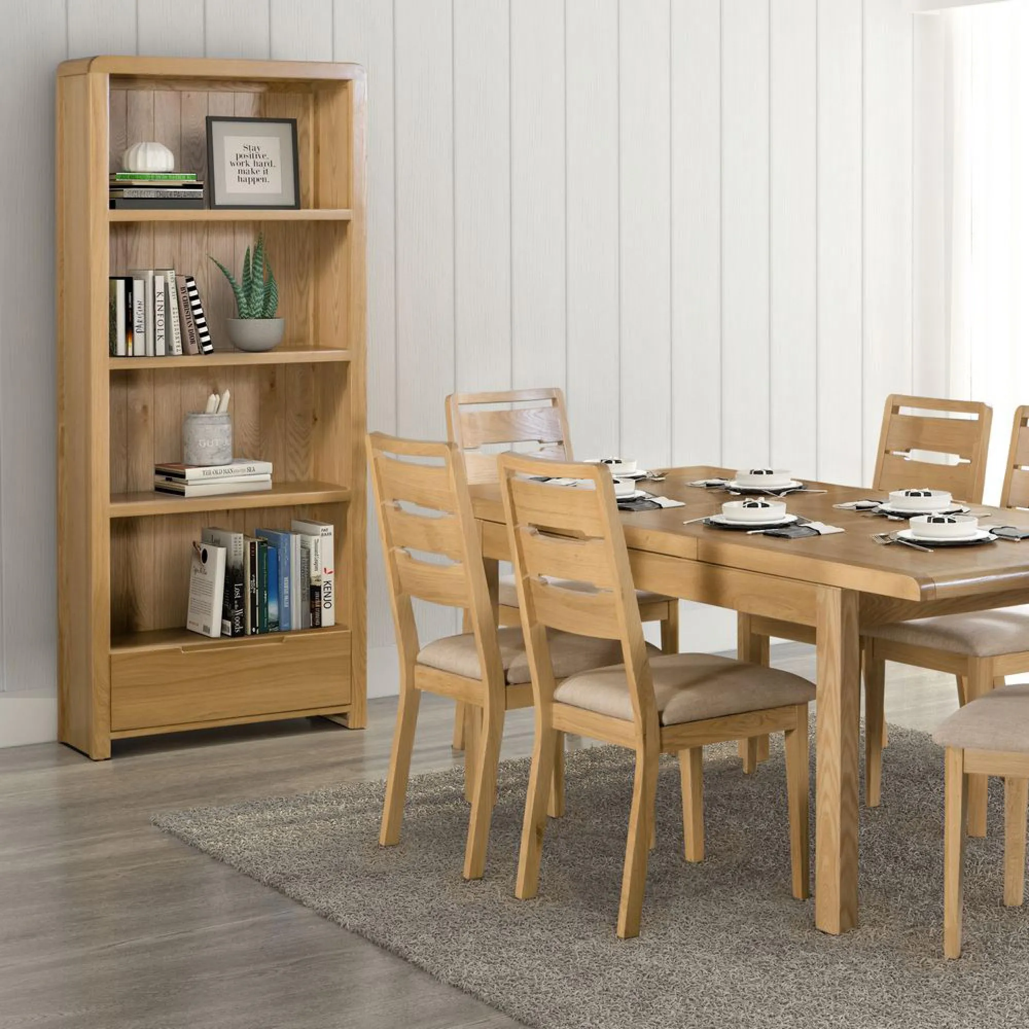 Curve 1 Drawer Bookcase - Oak