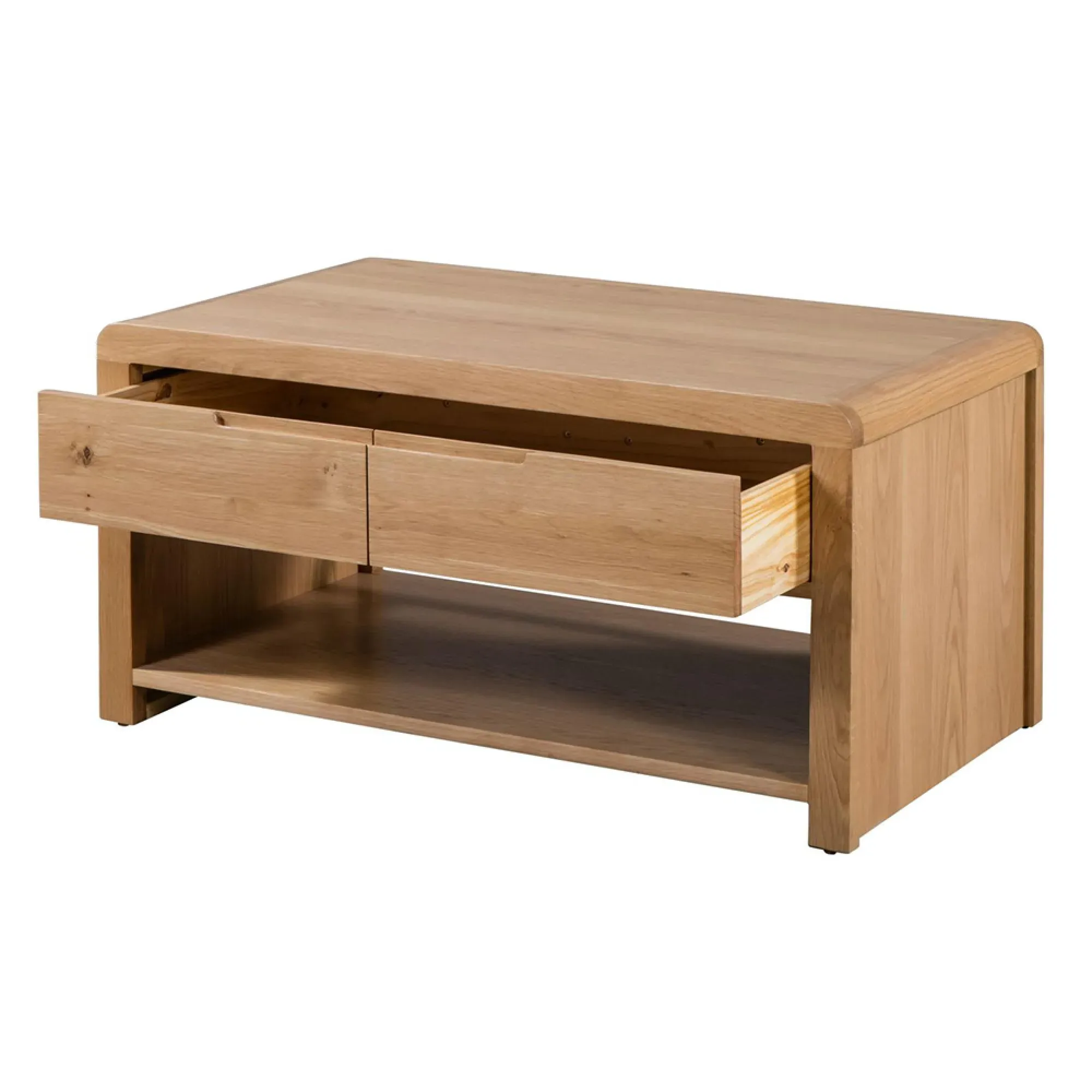 Curve 2 Drawer Coffee Table - Oak