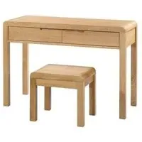 Curve 2 Drawer Dressing Table with Stool - Oak