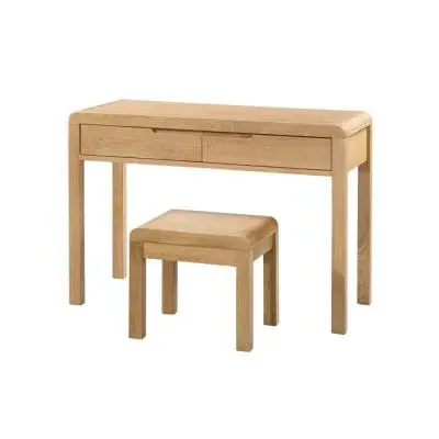 Curve 2 Drawer Dressing Table with Stool - Oak image