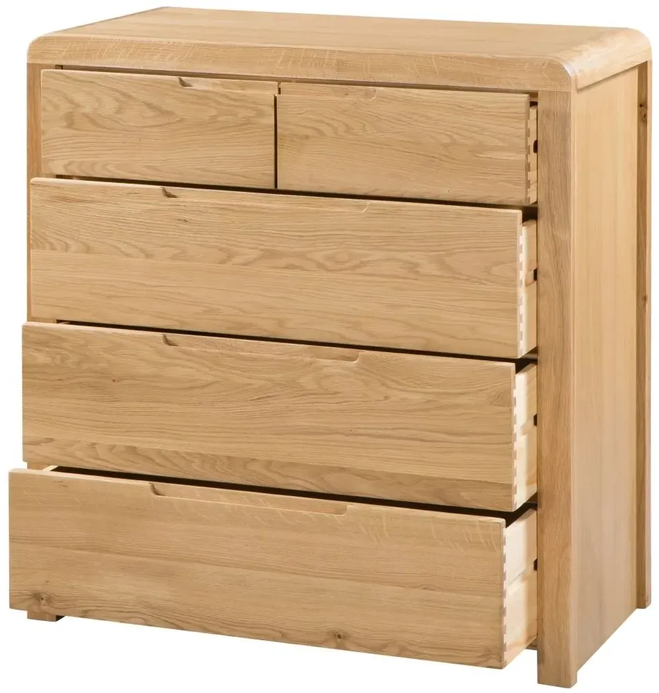 Curve 3+2 Drawer Chest - Oak