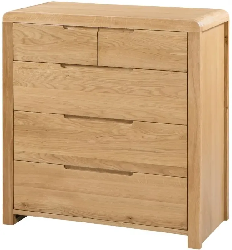 Curve 3+2 Drawer Chest - Oak
