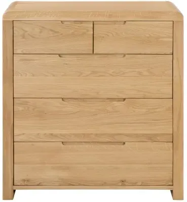 Curve 3+2 Drawer Chest - Oak