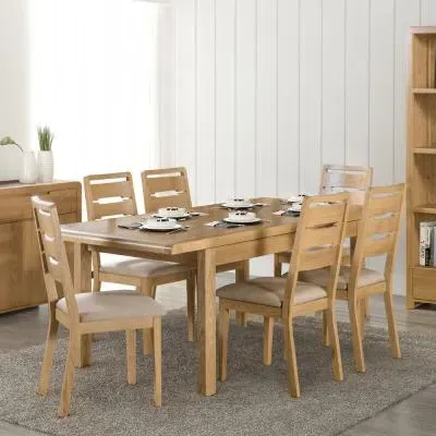 Curve 6-8 Seater Extending Dining Set - Oak image
