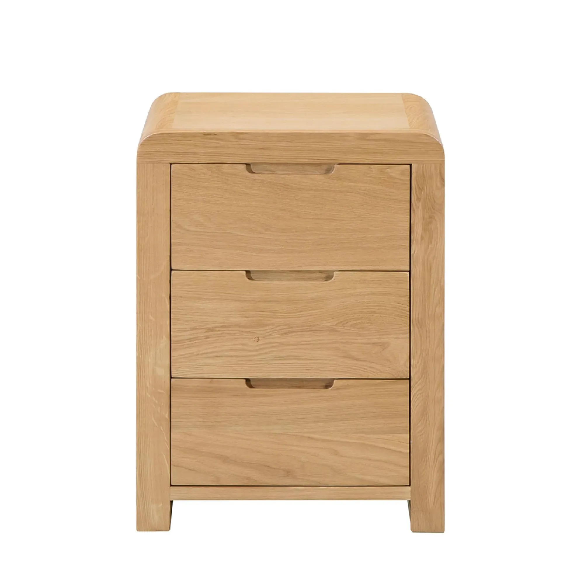 Curve Small 3 Drawer Bedside Cabinet - Oak